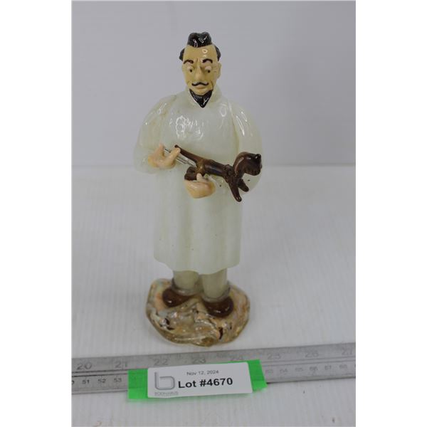 Vintage Bohemia Glass Art Glass Figural Sculpture of a Veterinarian- 8.5'' Tall