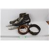 Image 1 : Pair Of Vintage Speed Skates- Size 11 - Damaged, (2) Leather Belts