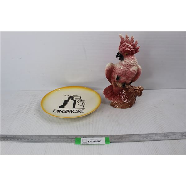 Dinsmore Saskatchewan 1913- 1988 Collector Plate, Ceramic Bird Candy Holder Ornament