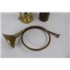 Image 2 : (3) Various Solid Brass Items, Candle Holder, Horn Like Ornament, Misc