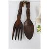 Image 2 : Large Wooden Souvenier Utensils From Hawaii, (2) Plastic Sealed Soup Ontainers, Misc