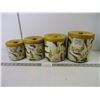 Image 1 : Vintage Set of (4) Melamine Canisters Featuring Western Gun Theme Jesse James Dalton-Excellent Condi