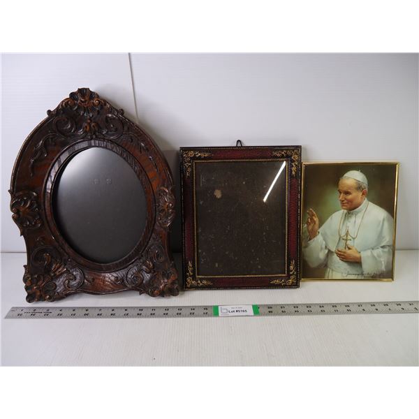 (2) Picture Frames (8x10) and Framed Picture of Pope John Paul