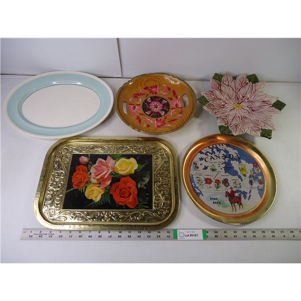 Assorted Vintage Pieces-Platter,Hand Painted Tray,Christmas Decor Plate,Star Cafe-Marcelin Sask and 