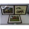 Image 1 : (2) Framed Embroidery Scenes(13x17) and Framed Horse Photo (13x15)