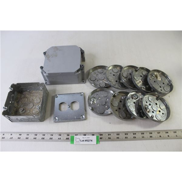 Scepter Project Box 5" x 5" x 3", Electrical Junction Box, Assorted Electrical Plates