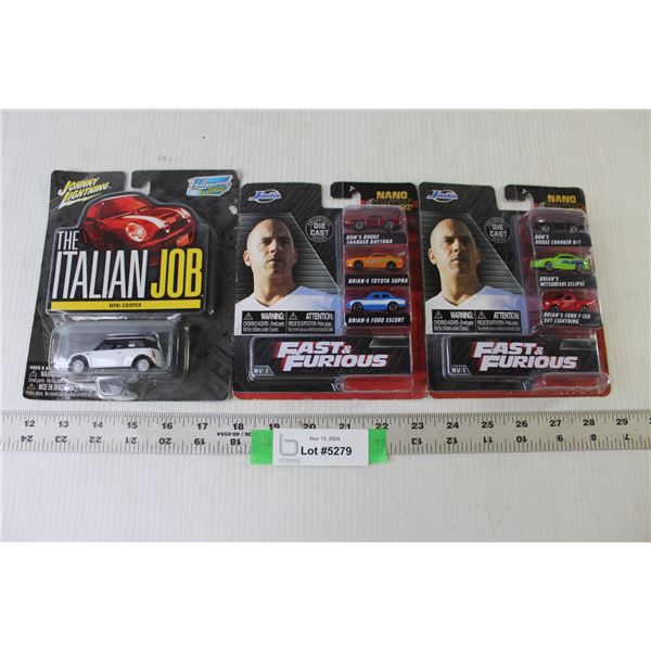 (2) Jada Nano Hollywood Rides Fast & Furious NV1, NV3 Replica Vehicles (NIB), Johnny Lightning Holly