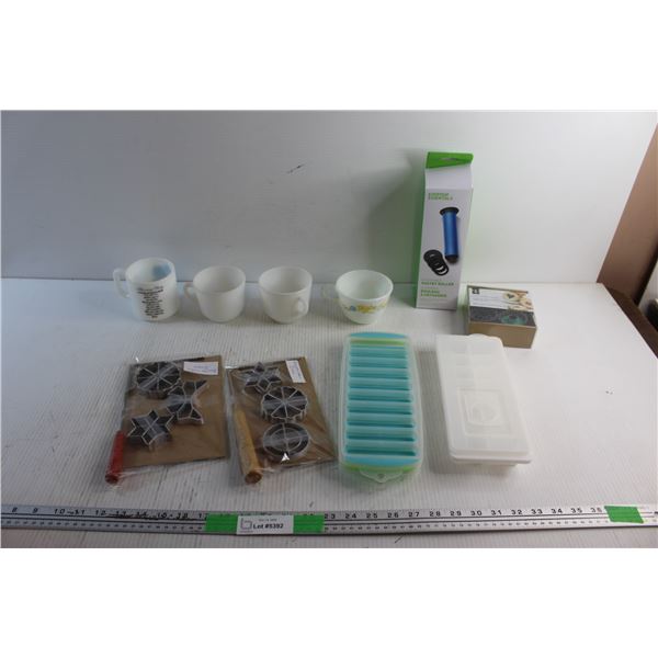 Rosette Cookie Irons, Ice Cube Trays, Mugs, Adjustable Pastry Roller and Linzer Cookie Cutters