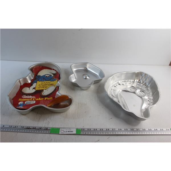 (3) Cake Pans - Smurfs, Four (4) and a Sesame Street