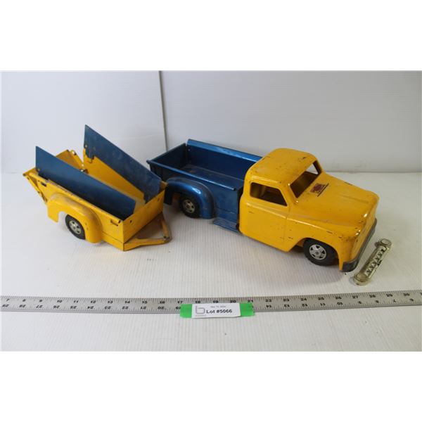 Structo Pressed Steel Truck 17" Long & Trailer 10" Long - As is