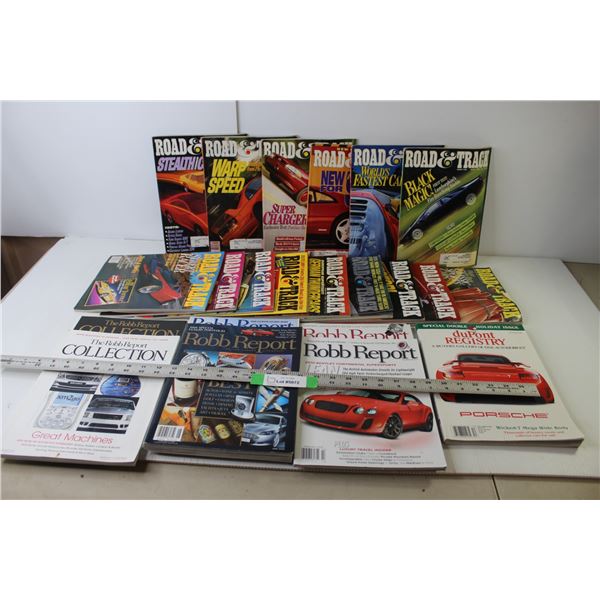 (15) Road & Track Magazines 1985-1996, (6) Robb Report Magazines 2005-2010, (1) Dupont Registry Maga