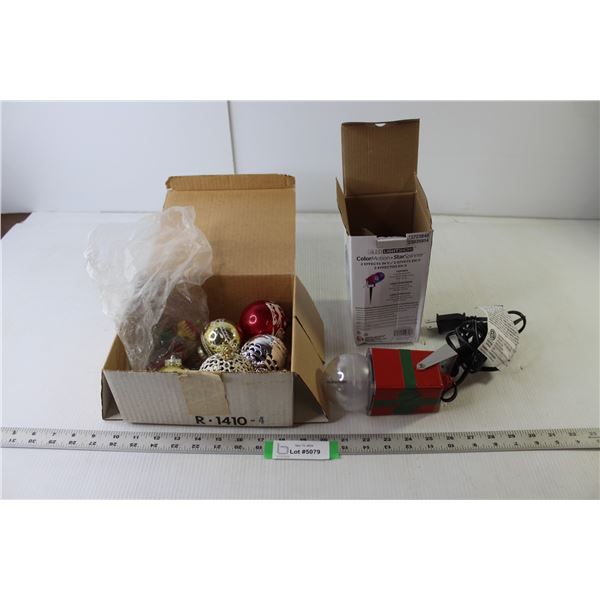 LED Lightshow Projection Spotlight - Working, (4) Vintage Waterfilled Candle Lights