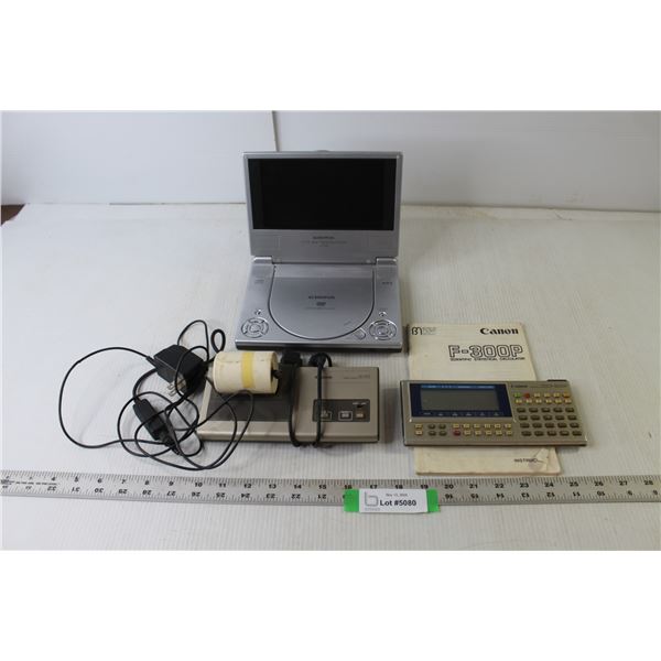Audiovox 7" LCD Monitor & DVD Player With Movie, Canon F300P Scientific Calculator, Canon X711 Therm