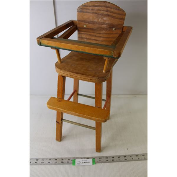 Doll Size High Chair - Wood 20.5" Tall