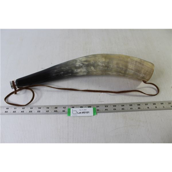 Real Horn Bugle With Leather Strap 17" Length