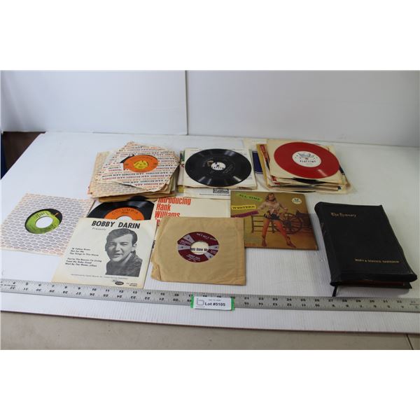 Assorted 45 Vinyl Records (Johnny Cash, Hank Williams, Bob Dylan, The Beatles), The Hymnary Hymn Boo