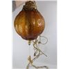 Image 4 : Vintage Amber Glass Swag Lamp- As is