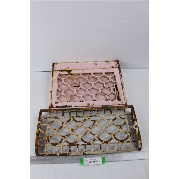 (2) Antique Cast Iron Register Grates