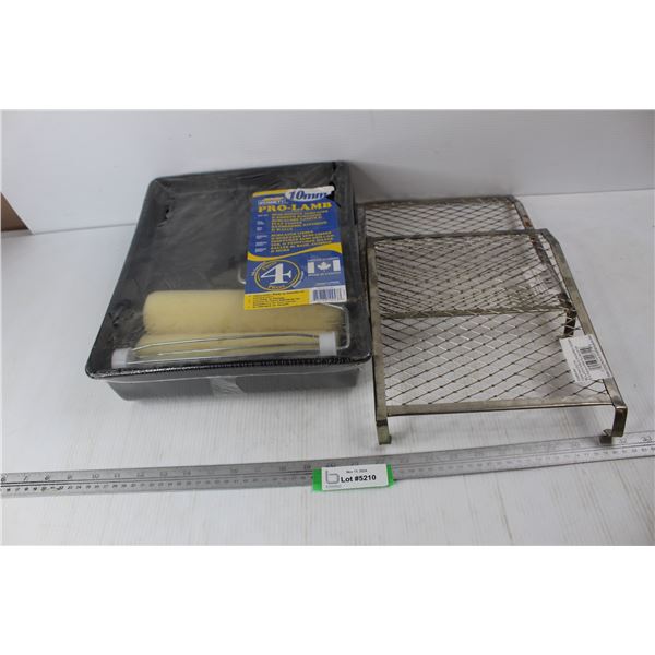 (2) Pieces Of 5 Gallon Heavy Duty Grit, Pro- Lamb Paint Roller w/ Tray- NIB