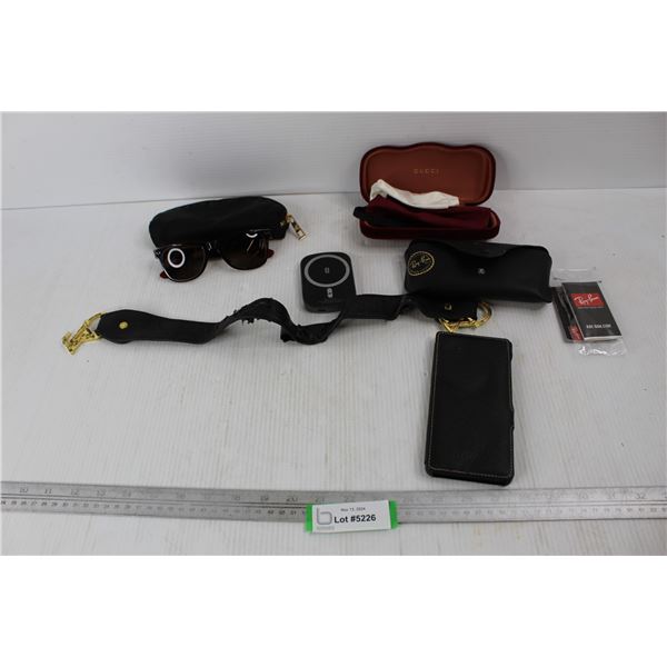 Lot Of Various Glasses Cases, Pair Of Sunglasses, Wireless Device Charge Pad- As is, Misc.