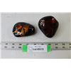 Image 1 : (2) Black Painted Rocks - Asian Theme (Goldfish, Dragonflies)