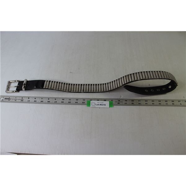 Waist Belt - Leather 28" Black & Chrome Fashion - Cartridges - 35" Length