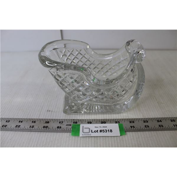 Glass Ornamental Candy Dish - Christmas Sleigh 6" x 3" x 5"