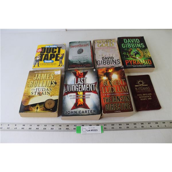 (7) Novels (The Judas Strain, Last Judgment, Crusader Gold, Duct Tape), Pocket Note Protector