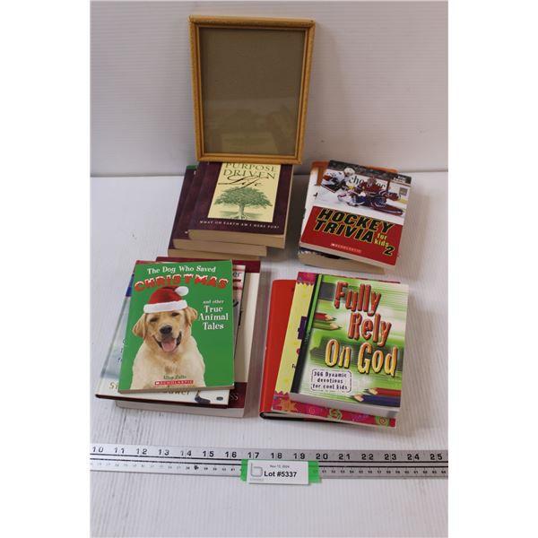Assortment of Books, Picture Frame