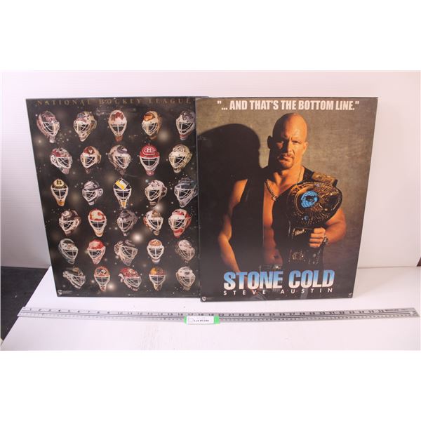 (2) Poster Boards - NHL, Stone Cold Steve Austin