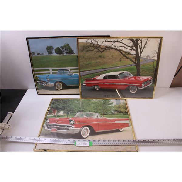 (3) Framed Automobile Pictures - each 20" x 16"
