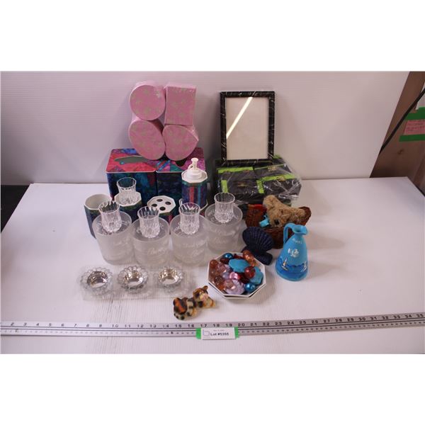 Cosmetics Containers, Kleenex Box Covers, Glasses, Stemware, Picture Frame, Bathroom Vanity Set, Tea