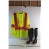 Image 1 : Safety T Shirt - Size M and Steel Toe Rubber Boots - Size 6