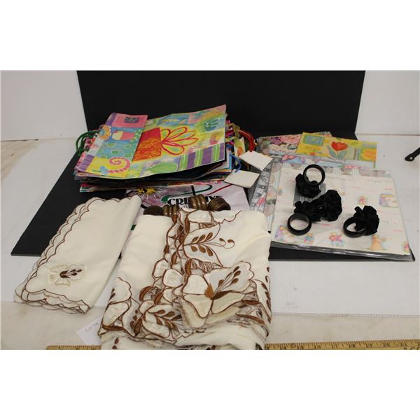 Gift Bags, Packages of Wrapping Paper, Napkin Rings Etc.