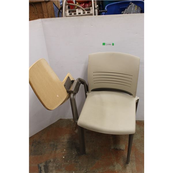 *(3) Plastic Chairs w/ Side Platform Table- All As Is