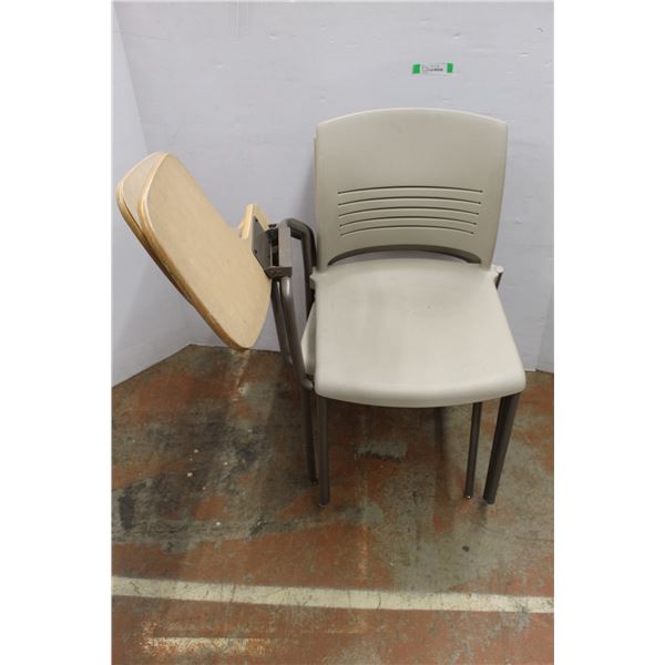 *(3) Plastic Chairs w/ Side Platform Table- All As Is