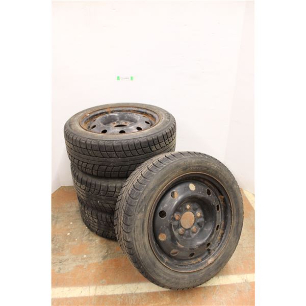 *4X BID PRICE - Set Of (4) Triangle Snow Lion Tires, 195/55R15 85H w/ (4) 5 Bolt Steel Rims