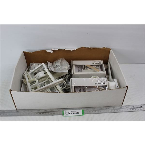 Box Of Shower Curtain Hooks, Brackets, Misc.