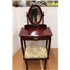 Image 1 : * Wooden Makeup Table w/ Mirror And Stool, 28'' x 30'' x 16''