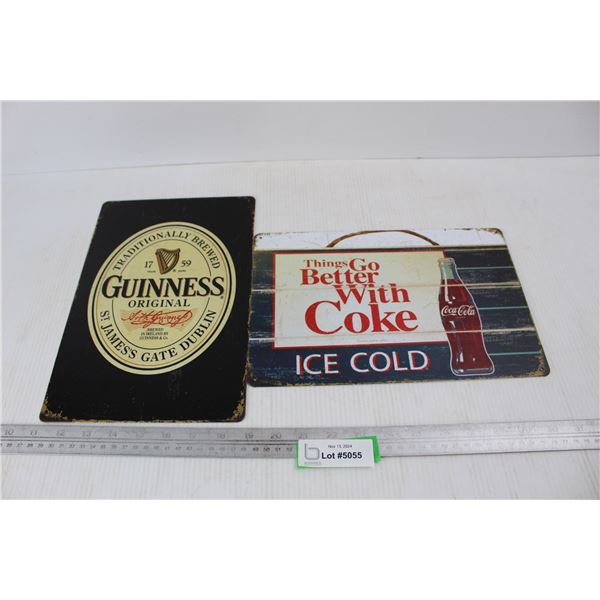 (2) Fantasy Signs, Guinness, Coca-Cola- Both 12'' x 8''