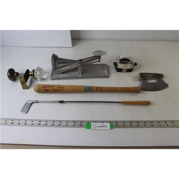 Vintage Metal Scale 10" x 3.5" x 4.5" High, Salt & Pepper Shaker Toaster, Alaska Fileting Blade, Ant