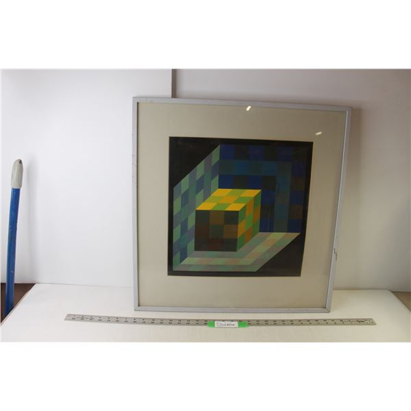 Framed Wall Art - "3D Cubism" - 24.5" x 24"