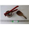 Image 1 : Vintage Potato Ricer, Vintage Butter Paddle - Wood