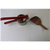 Image 2 : Vintage Potato Ricer, Vintage Butter Paddle - Wood
