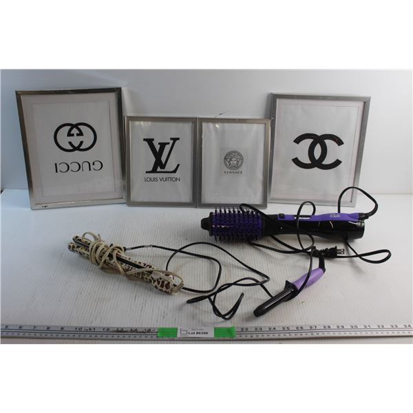 (4) Photo Frames 12'' x 10'' & 9 1/2'' x 7 1/2'', Hair Straightener and Sutra & Conair Hair Curlers 