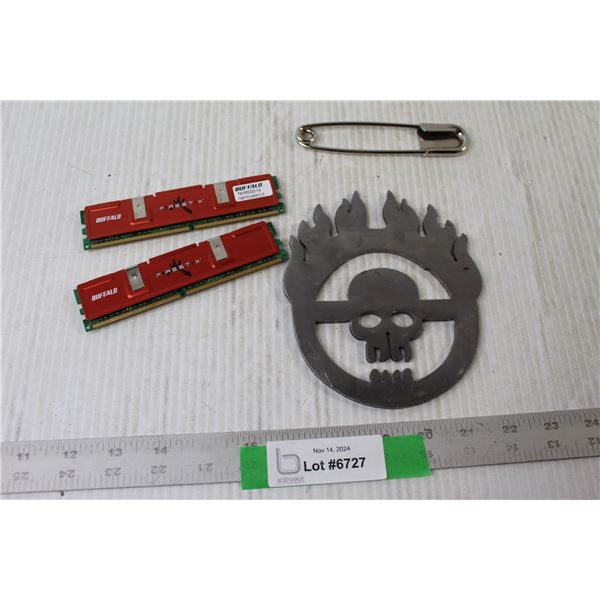 Pair of 1gb Computer Ram Sticks - Consigner Says Working, Laser Cut Punisher Sign