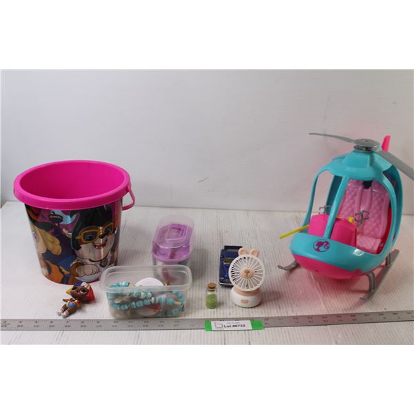 Barbie Helicopter, Mini Fan - Tested Works, Die Cast truck, Halloween Bucket