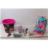 Barbie Helicopter, Mini Fan - Tested Works, Die Cast truck, Halloween Bucket