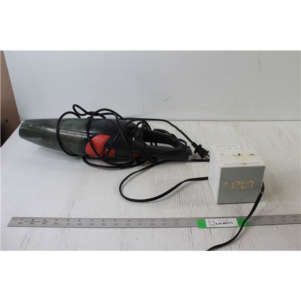 Hand Vacuum - tested Powers On, Alarm Clock - tested Works