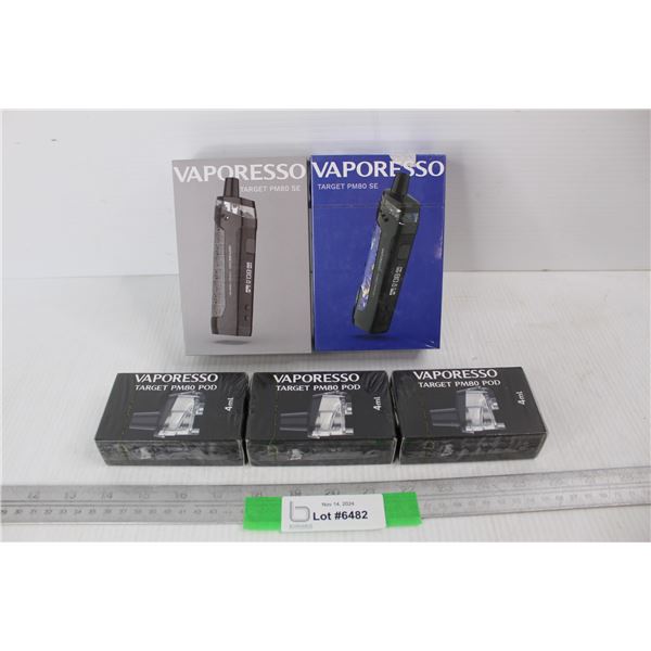 (2) Vaporesso Target PM80 SE Vapes,(3) Vaporesso Vape Pods- All NIB